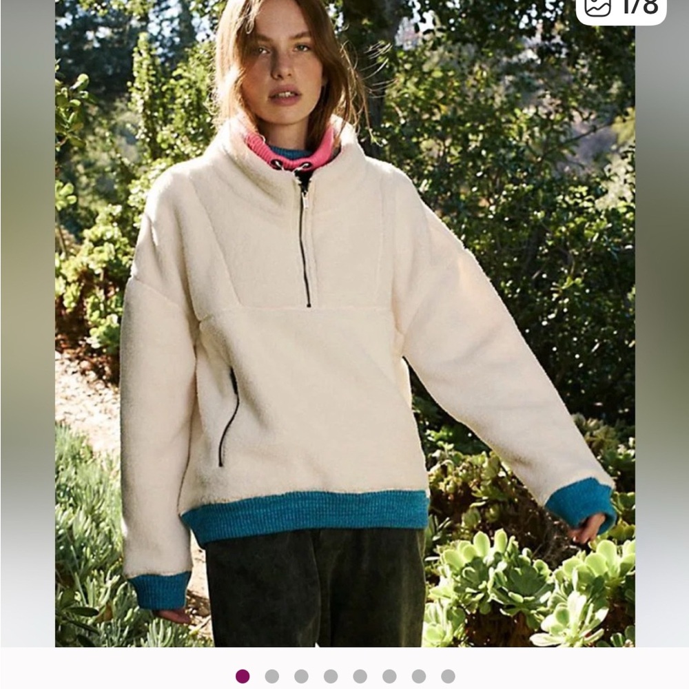 FP Movement by Free People Off-White and Teal Teddy Jacket